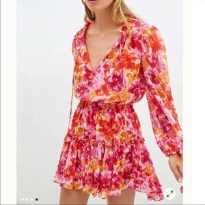 Misa Los Angeles Clementine mini Dress in flora Burse Medium New
